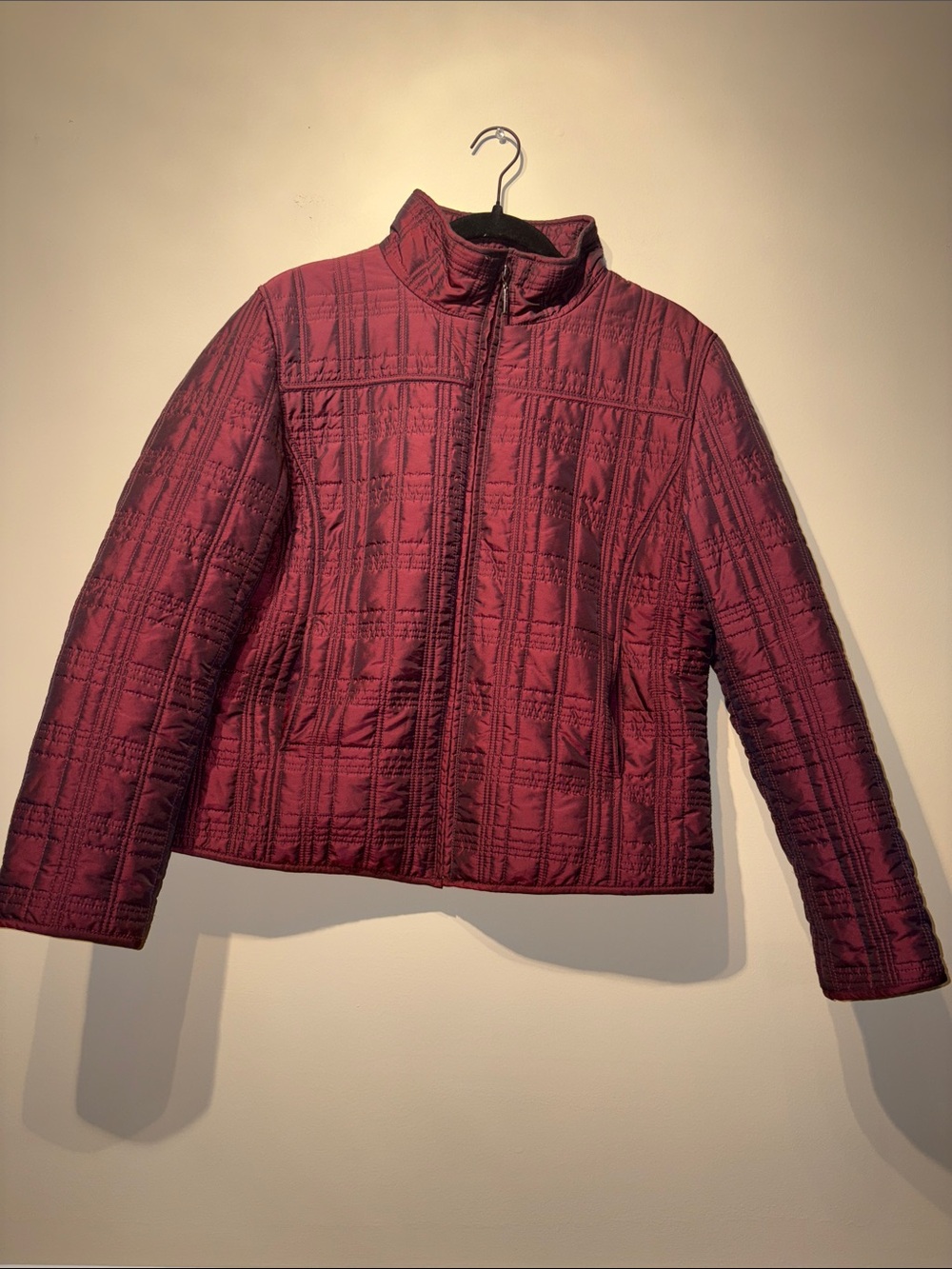 Weatherproof Quilted Wine-Red Zip Jacket